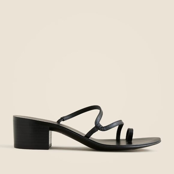 J. Crew Black Toe-Ring Block-Heel Sandals in Leather/NIB/9M - Picture 2 of 11